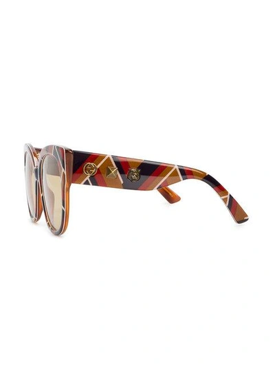 Shop Gucci Multicoloured Chevron Square-frame Sunglasses In 003