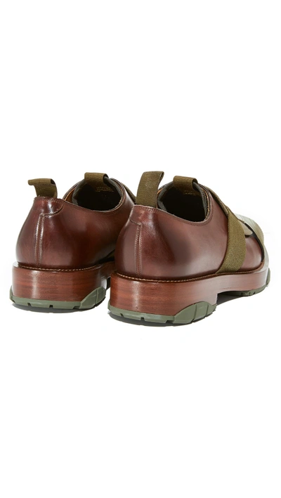 Shop Ferragamo Faber Loafers In Brown/olive