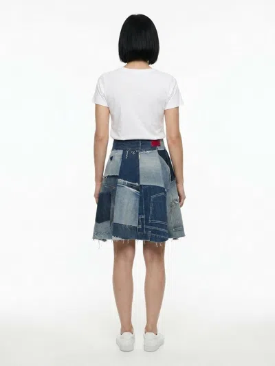 Dolce & Gabbana Patchwork Denim Skirt In Multicolor