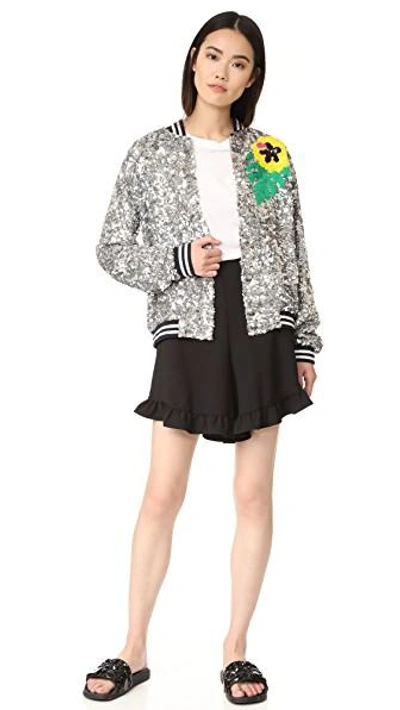 Shop Mira Mikati Toucan Bomber Jacket In Silver