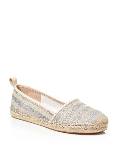 Shop Kate Spade New York Lilliad Glitter Stripe Espadrille Flats In Silver