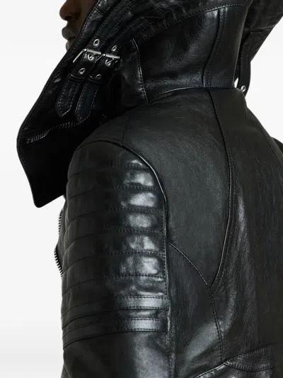 Givenchy Shearling-trim Cropped Biker Jacket In Black