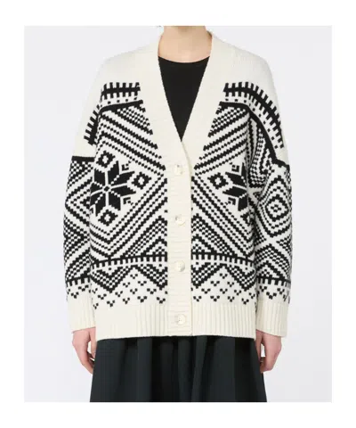 Weekend Max Mara Jacquard Wool Cardigan In Multi