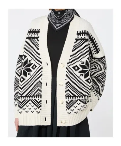 Weekend Max Mara Jacquard Wool Cardigan In Multi