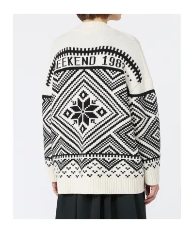Weekend Max Mara Jacquard Wool Cardigan In Multi