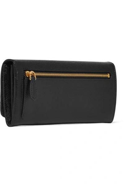 Shop Prada Textured-leather Continental Wallet In Black