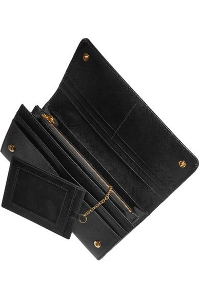 Shop Prada Textured-leather Continental Wallet In Black