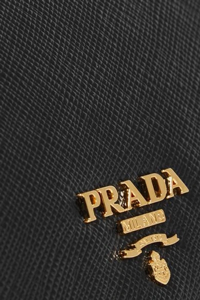 Shop Prada Textured-leather Continental Wallet In Black