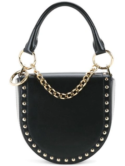 Shop Sacai Studded Half-moon Bag In Black