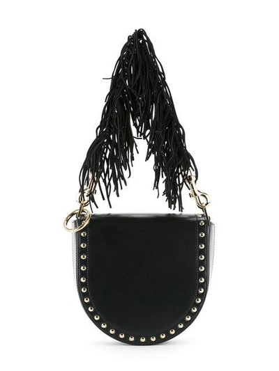 Shop Sacai Studded Half-moon Bag In Black