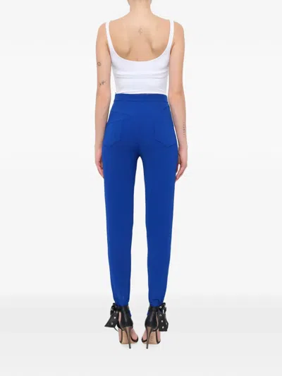 Balmain High-waisted Knit Skinny Trousers In Blue