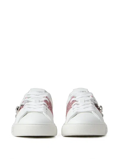 Versace Greca Embellished Sneakers In White