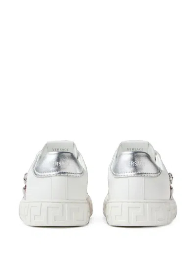 Versace Greca Embellished Sneakers In White