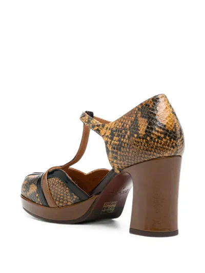 Chie Mihara Ditora Snake-effect T-bar Pumps In Brown