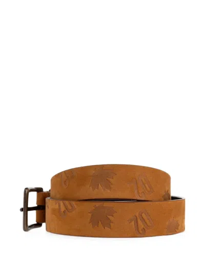Dsquared2 Leather Belt With Monogram In Brown