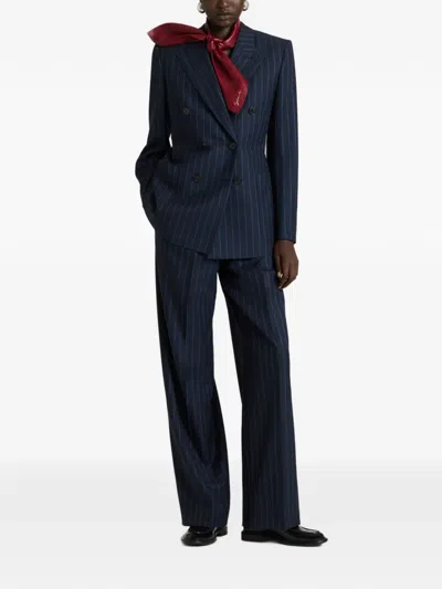 Givenchy Pinstripe Double-breasted Blazer In Blue