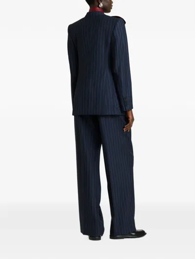 Givenchy Pinstripe Double-breasted Blazer In Blue