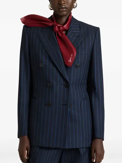 Givenchy Pinstripe Double-breasted Blazer In Blue