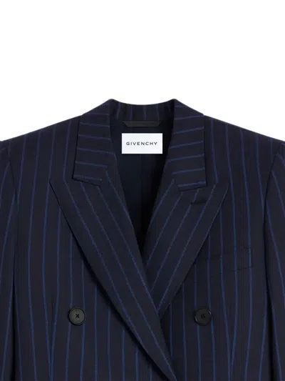 Givenchy Pinstripe Double-breasted Blazer In Blue
