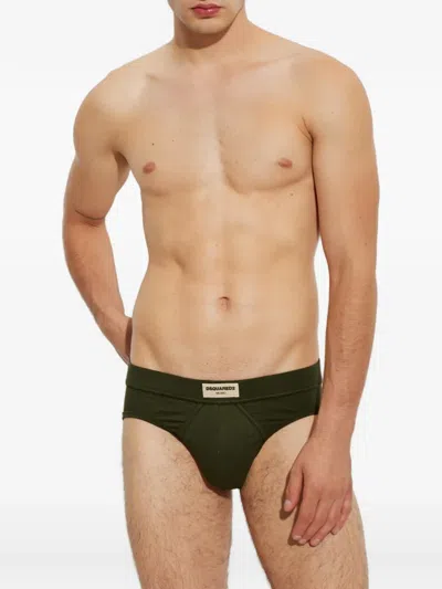Dsquared2 Logo-patch Briefs In Green
