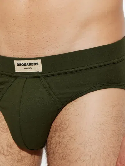 Dsquared2 Logo-patch Briefs In Green