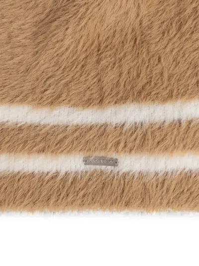 LOGO-PLAQUE STRIPED BEANIE HAT