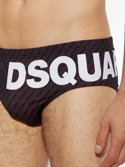 Dsquared2 Monogram Swim Briefs In Brown