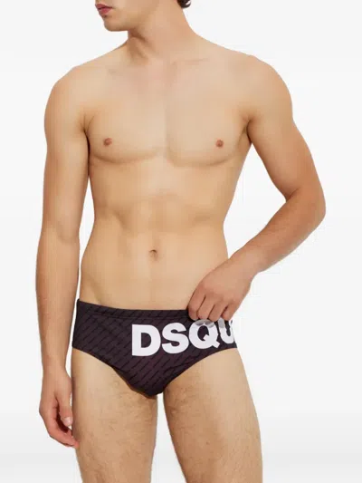 Dsquared2 Monogram Swim Briefs In Brown