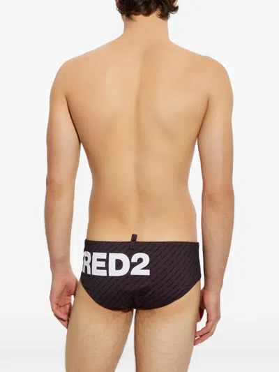 Dsquared2 Monogram Swim Briefs In Brown