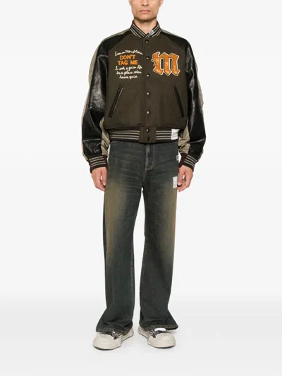 Miharayasuhiro Logo-patch Buttoned Jeans In Brown