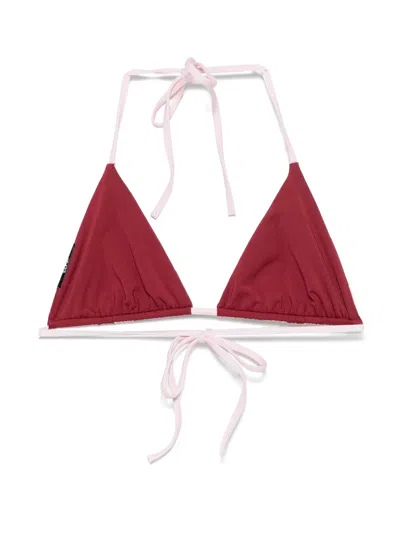 Fendi Striped Triangle Bikini Top In Brown