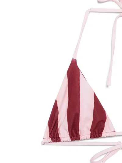 Fendi Striped Triangle Bikini Top In Brown