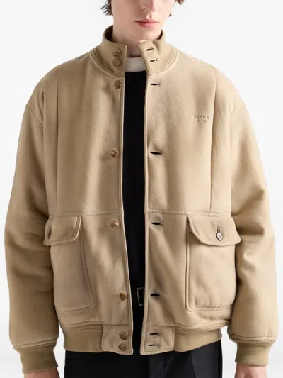 Prada Bomberjacke Aus Lammfell In Brown