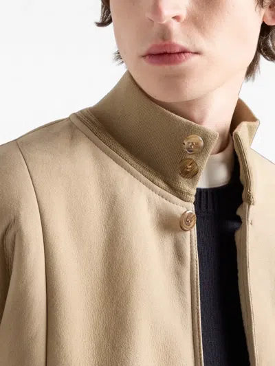Prada Bomberjacke Aus Lammfell In Brown