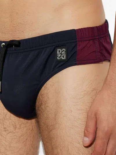 Dsquared2 Logo-patch Drawstring Swim Briefs In Black