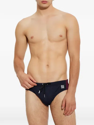 Dsquared2 Logo-patch Drawstring Swim Briefs In Black