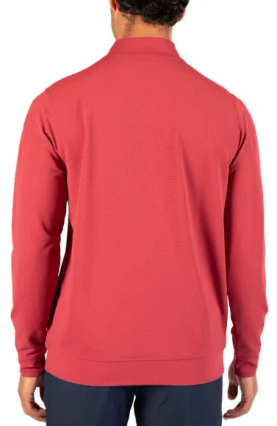 Tailorbyrd Micro Grid Quarter Zip Performance Pullover In Sunwashed Red