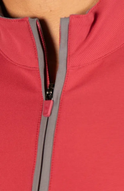 Tailorbyrd Micro Grid Quarter Zip Performance Pullover In Sunwashed Red
