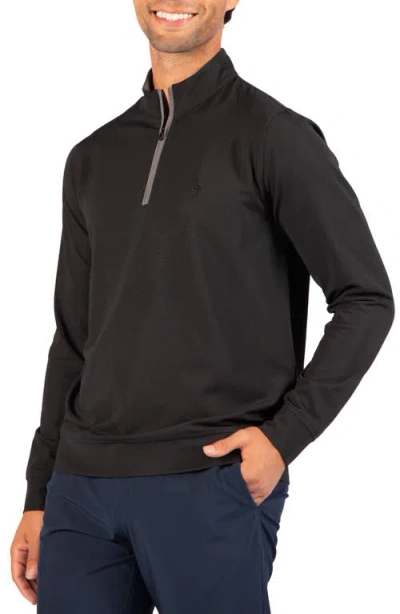 Tailorbyrd Micro Grid Quarter Zip Performance Pullover In Black