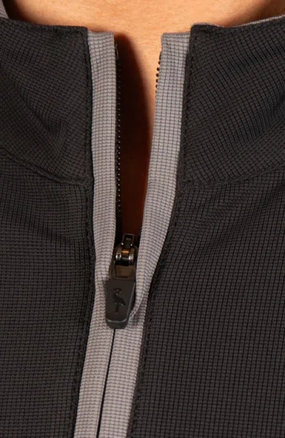 Tailorbyrd Micro Grid Quarter Zip Performance Pullover In Black