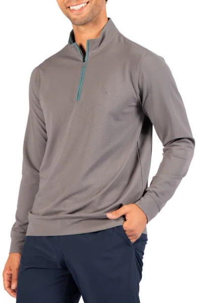 Tailorbyrd Micro Grid Quarter Zip Performance Pullover In Grey