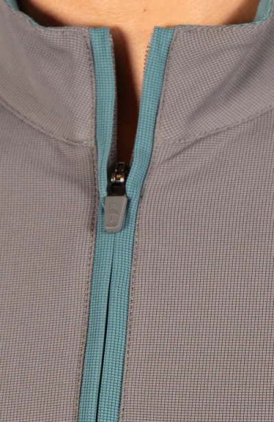 Tailorbyrd Micro Grid Quarter Zip Performance Pullover In Grey