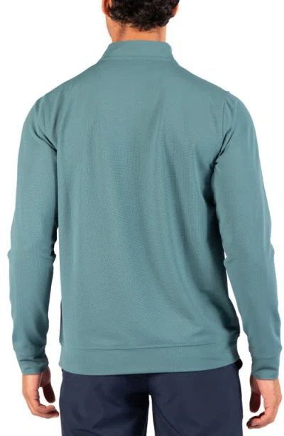 Tailorbyrd Micro Grid Quarter Zip Performance Pullover In Jade Mist