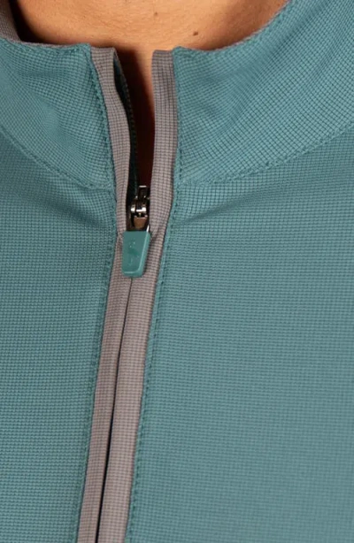 Tailorbyrd Micro Grid Quarter Zip Performance Pullover In Jade Mist