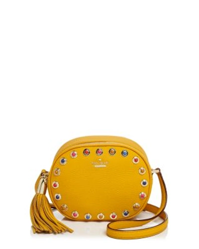 Shop Kate Spade New York Devoe Street Tinley Leather Crossbody In Saffron/light Gold