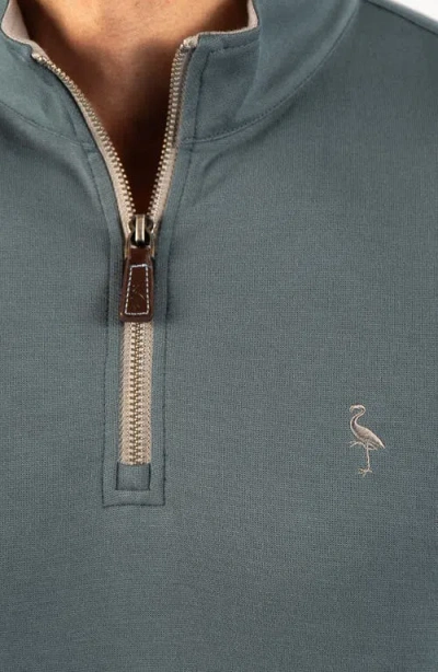 Tailorbyrd Stonewashed Quarter Zip Pullover In Storm Teal