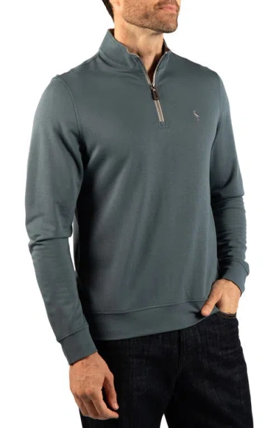 Tailorbyrd Stonewashed Quarter Zip Pullover In Storm Teal