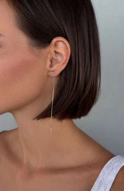 Adornia Bar Box Chain Threader Earrings In Silver