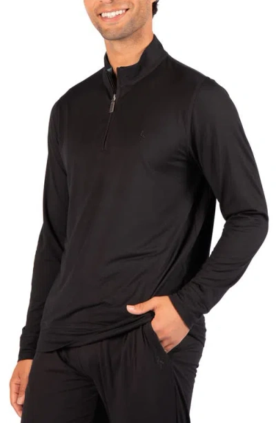 Tailorbyrd Brushed Melange Quarter Zip Pullover In Black