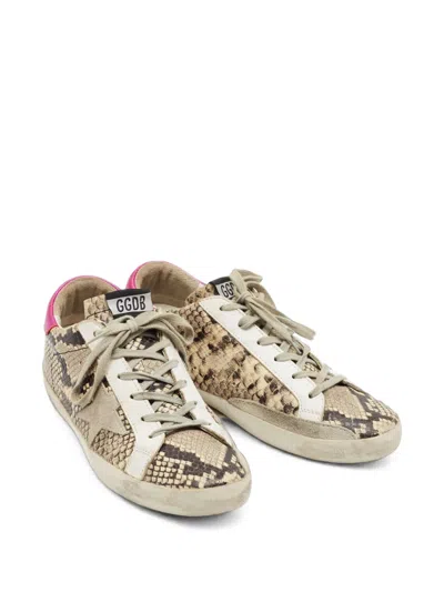 Pre-owned Golden Goose Superstar Python-embossed Sneakers In Neutrals